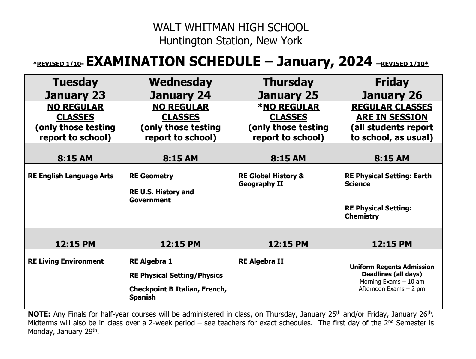 Nys Regents Schedule 2024 Printable Cathy